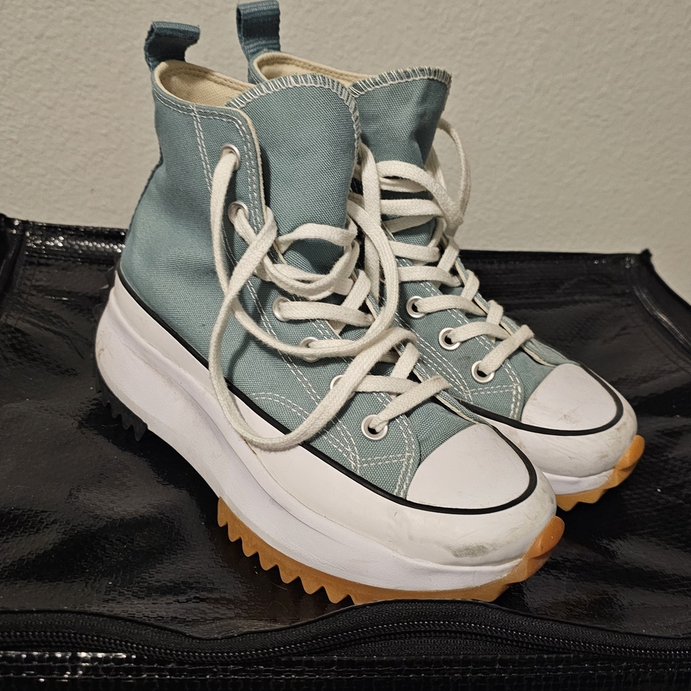 Converse High-Top Sneakers in Light Blue and White
